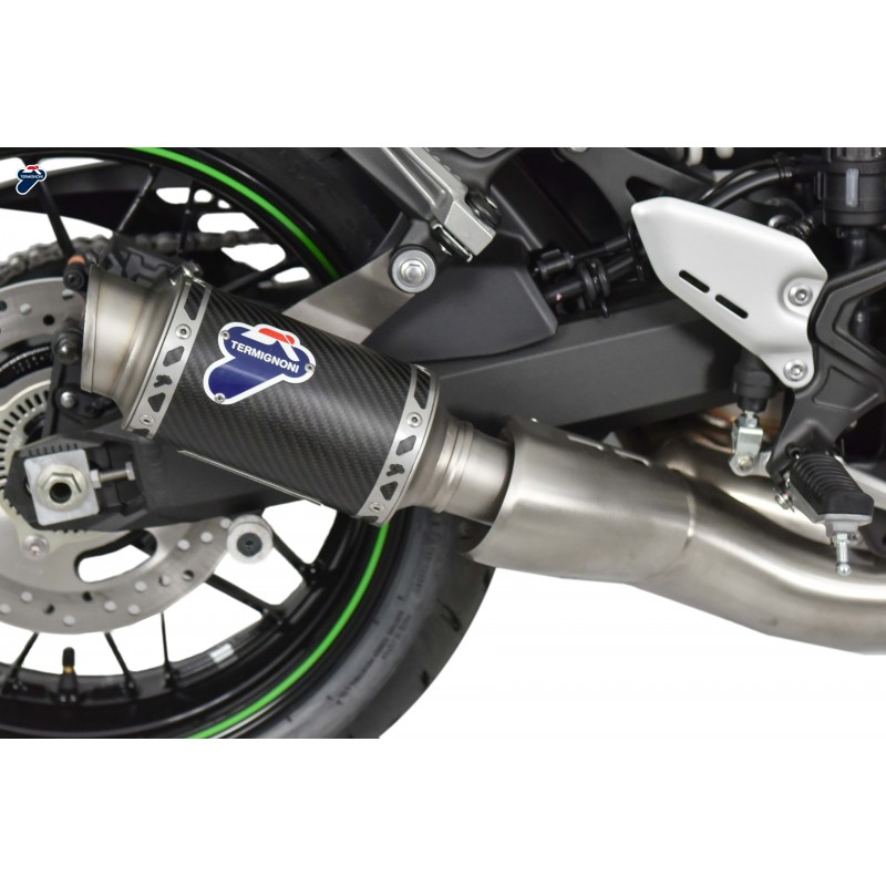 Slip on exhaust Termignoni round carbon for Kawasaki Z900 2017 2019