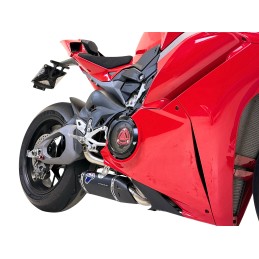 D23509400INA, silencieux Termignoni Black Edition sur Ducati Panigale V4 2025, vue moto avant droit