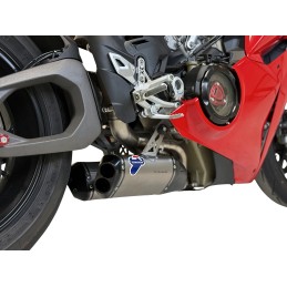 D23509400ITA, silencieux Termignoni Titane sur Ducati Panigale V4 2025, côté droit, détail silencieux D23509400ITA, silencieux Termignoni Titane sur Ducati Panigale V4 2025, côté droit, détail silencieux