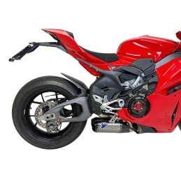 D23509400ITA, silencieux Termignoni Titane sur Ducati Panigale V4 2025, côté droit, détail silencieux, vue moto côté droit D23509400ITA, silencieux Termignoni Titane sur Ducati Panigale V4 2025, côté droit, détail silencieux, vue moto côté droit