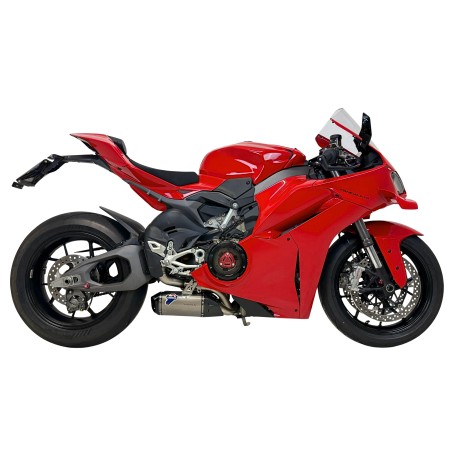 D23509400ITA, silencieux Termignoni Titane sur Ducati Panigale V4 2025, vue moto coté droit D23509400ITA, silencieux Termignoni Titane sur Ducati Panigale V4 2025, vue moto coté droit