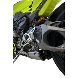D23509400ITA, silencieux Termignoni Titane sur Ducati StreetFighter V4 2025, détail silencieux gauche D23509400ITA, silencieux Termignoni Titane sur Ducati StreetFighter V4 2025, détail silencieux gauche