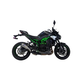 Silencieux Termignoni racing INOX - CARBONE  pour Kawasaki Z 900 2024-2025, vue moto côté