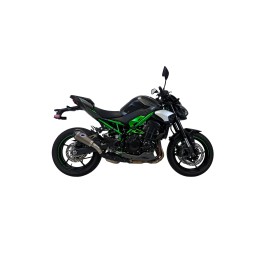 Silencieux Termignoni racing TITANE - CARBONE  pour Kawasaki Z 900 2024-2025, vue moto côté