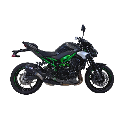 Silencieux Termignoni racing TITANE NOIR - CARBONE  pour Kawasaki Z 900 2024-2025, vue moto côté