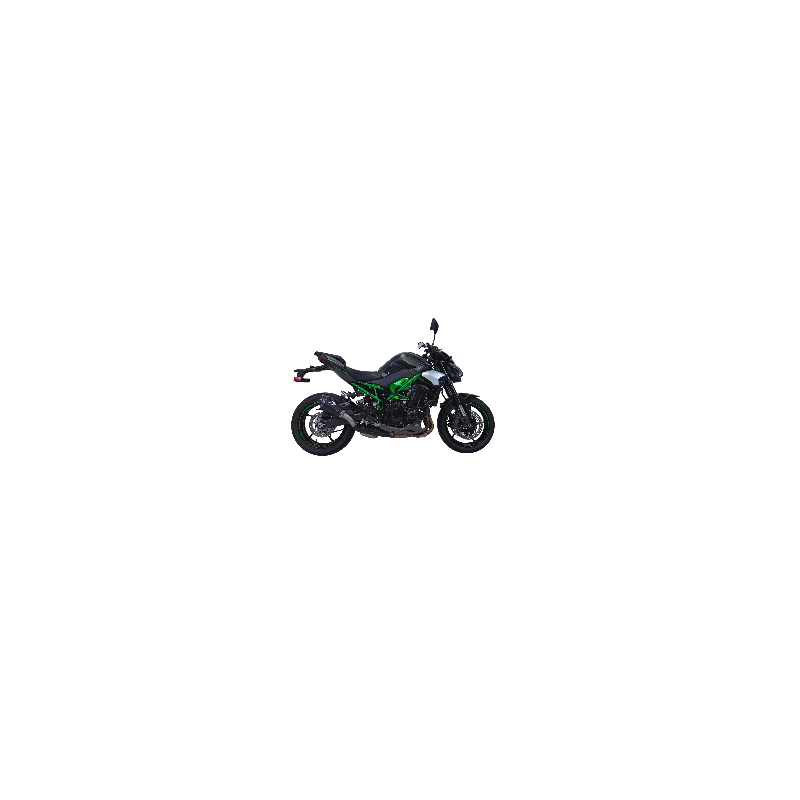 Silencieux Termignoni racing TITANE NOIR - CARBONE  pour Kawasaki Z 900 2024-2025, vue moto côté Silencieux Termignoni racing TITANE NOIR - CARBONE  pour Kawasaki Z 900 2024-2025, vue moto côté