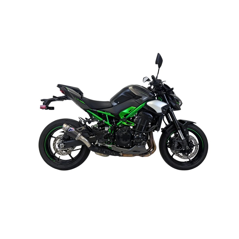 Silencieux Termignoni racing CARBONE  pour Kawasaki Z 900 2024-2025, vue latérale moto Silencieux Termignoni racing CARBONE  pour Kawasaki Z 900 2024-2025, vue latérale moto