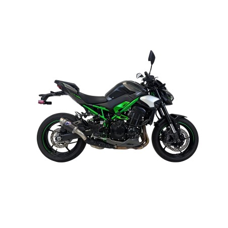 Silencieux Termignoni racing CARBONE  pour Kawasaki Z 900 2024-2025, vue latérale moto Silencieux Termignoni racing CARBONE  pour Kawasaki Z 900 2024-2025, vue latérale moto