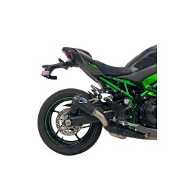 Silencieux Termignoni racing TITANE NOIR - CARBONE  pour Kawasaki Z 900 2024-2025, arrière moto détail silencieux Silencieux Termignoni racing TITANE NOIR - CARBONE  pour Kawasaki Z 900 2024-2025, arrière moto détail silencieux