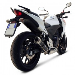 Silencieux Termignoni homologué tout carbone Honda CB 500/CBR 500 2013-2015 (illustration finition carbone embout inox)